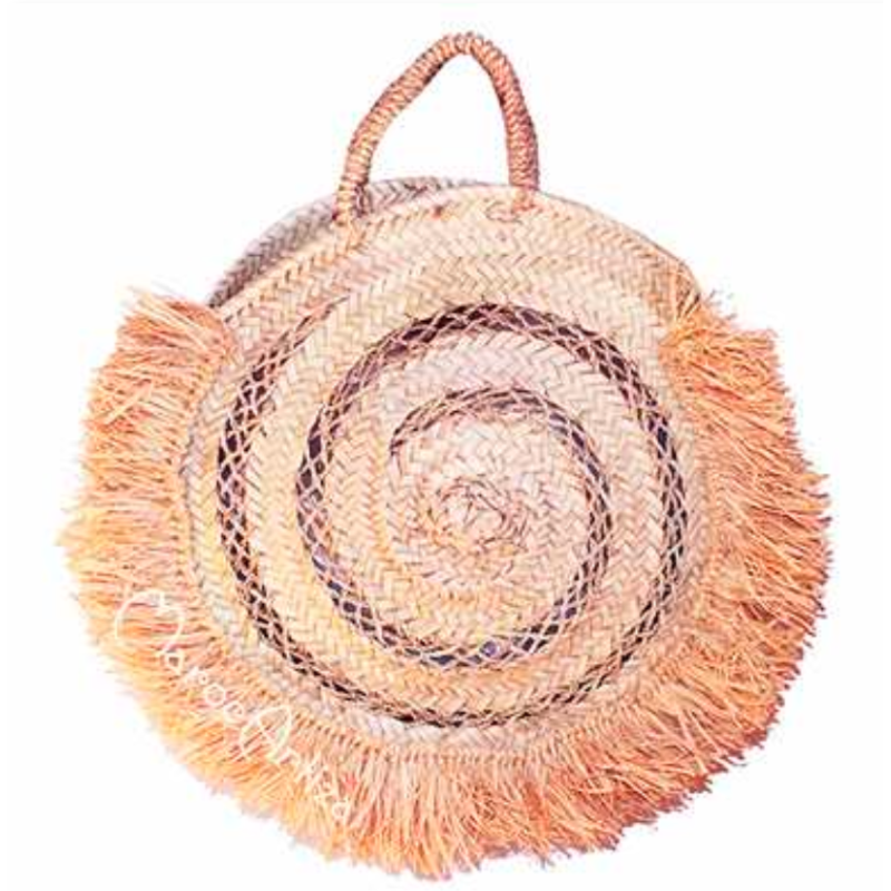 Round openwork palm basket