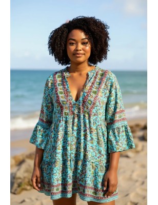Robe bohème chic bleue