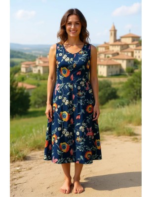 Robe bleu marine fleurie