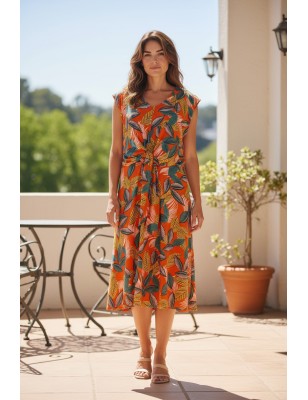 Robe BREAL feuilles multicolores