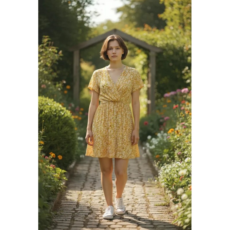 Robe moutarde à imprimé fleuri